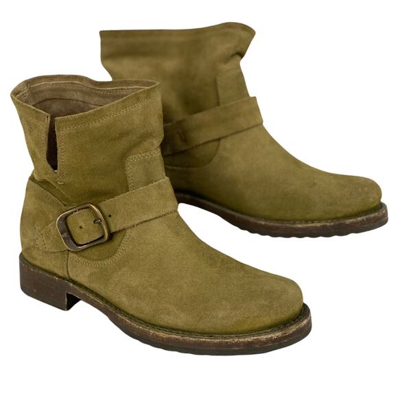 Frye Moto Biker Boot Green Veronica Slouchy Women’s 6 Engineer 70586 Suede NEW - Picture 8 of 8